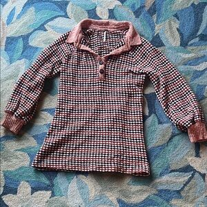 Free People Collared orange purple chenille knit top